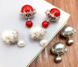 Projektantka mody dwustronna luksusowe urocze, urocze kolczyki z perłami cyrkonu dla kobiety dziewczyny3273648