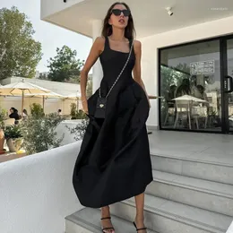 Abiti casual Jastie Summer Black Solid Colore Sling Sling Dress Woman Suscenre Beach Holidays Sexy Women's's