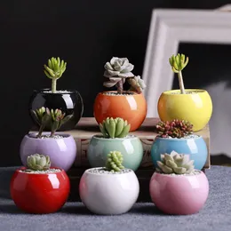 Ceramic Succulents Fashion Flower Pot Pots Small Ball Round Porcelain White Color Mini Creative 9 Colors s
