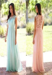 2021 CARANTE MINT GREEN Bridesmaid Vestidos Jóia de joia de jóia sem mangas Uma linha de renda de renda Júnior Dimaid Dressa