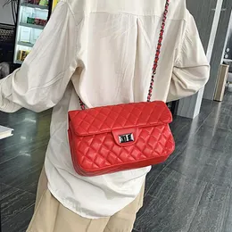 Umhängetaschen Frauengitter gesteppte Handtaschen Rhombus Qualität Leder Messenger Bag Sac Ladys Kettenklappe Crossbody
