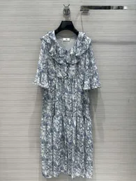 밀라노 런웨이 드레스 2024 새로운 봄 여름 프리플 플레어 슬리브 패션 디자이너 드레스 브랜드 같은 스타일 드레스 0508-1