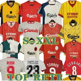 Maglie da calcio Anaman 93 95 Retro Gerrard Alonso Torres 1982 Shirt calcistici Dalglish Fowler 1995 Maillot Vintage de Liverp 06 07 Barn Dhui4