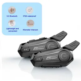 سماعات الهاتف الخليوي X1 بالإضافة إلى خوذة دراجة نارية welleme talkie arephone Bluetooth IPX6 Sports Sports Talkie مناسبة لـ 2Riders 1000m Walkie J240508