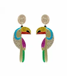 Renkler papağan sallangısı küpe hiphop rock büyük mücevher parıltı akrilik kuş damla küpeler kadınlar için moda aksesuarları27085603109