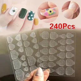 Adesivi a doppio lato gel unghie trasparenti e flessibili 10 pezzi di punta di unghie finti 240pcs/10 colla q240507