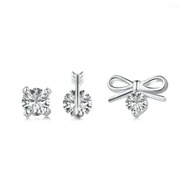 Orecchini per borchie S925 argento piccoli e freschi diamanti in carbonio possono essere miscelati gioielli versatili usurati per le donne