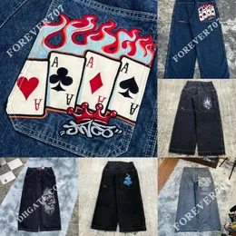 Jeans da uomo jeans jeans designer maschile jeans jnco y2k maschile hip hop quattro di un gentile ricamo grafico retrò pantaloni in jeans baggy batti