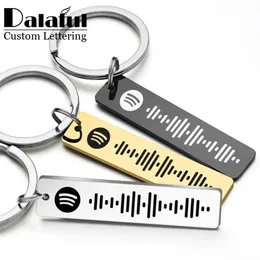 Personlig Spotify Code KeyChain Graved Name Song Music Keyring Scannable Key Ring Chain Holder Gift For Par P040 240506