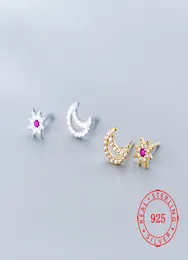 whole mexican stud jewelry unique design 925 Sterling Silver Moon and Star Micro Pave CZ Stud Earrings For Women high quality 1977240