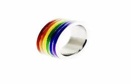 Pride Glans pierścień gejowskie pierścień pierścień stali nierdzewnej Gay Pride Rainbow Stop przedwczesny wytrysk Ejaculation Erection Cage Rainbow Penis Ring6956855