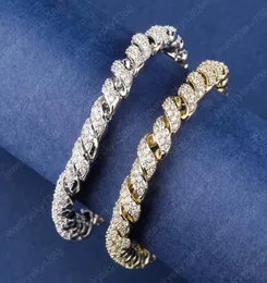 Hip Hop Rect Chain Link Chain Iced Out Bracelet Cz Gold Rhodium Plating Diamond Cuban Chain5711891