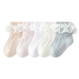 Socha infantil Milancel New Baby Socks Summer Mesh Mesh Hollow Girl Mid Length Socks Lace Princess Meias 0-5y 3 pares/ lote