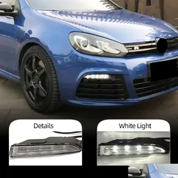 昼間のランヌンライト1セットVWゴルフ6 MK6 R20 2009 2010 2011 2012 2013 2013カースタイリングカーLEDフロントバンパーライトDRLランニングフォグラムOT31L