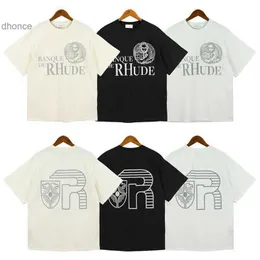 Men's Trends Trends Designer Fashion Trendy Brand Rhude Micro Label Line Pattern There Short Sleeved T-Shirt for Men Women High Street Lead