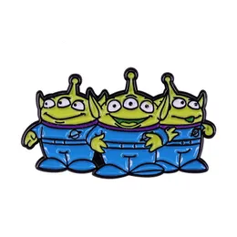 The Squeeze Toy Aliens Little Green Men LGMS 3 Space Pizza Pizza Planet Enamel Pin Cute Animated Film Brooch