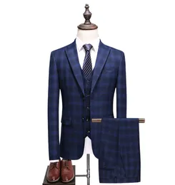 HCXY MEN039S Plaid Stripe Business Casual Anzug Hochzeit Slim Anzug Jacke 3 Stück Set Größe S5xl Männliche Blazer Jacken9840887