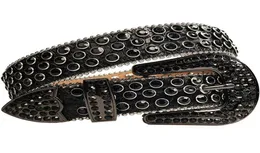 2021designerBlack Crystal Rhinestone Men Bling Full Diamond Studded Crocodile Leather Waist Belt Strap Cinto De Strass6535032