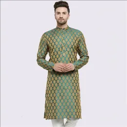 Camicia verde kurta indiani indiani indiani tradizionali in stile etnico del sud asiatico Tops 240508