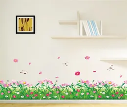 DIY Nature Flowers Flowers Grass Wall Sticker Decor Decory Dragonfly 3D Wall Scals Floral TV Bedroom Garden Home Decoration3932764