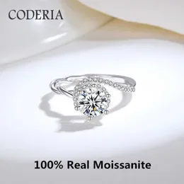 Bandringar 100% naturliga molybden rfashion 925 sterlsilver 1 Twisted Arm Diamond Ring Wedding Engagement Eternal Jewelry J240508