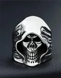 Fashion Men Skeleton Guy Punk Style Retro Grim Reaper Skull Rings High Quality 316L Biker Delivery Drop Size 6156113142