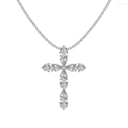 Anhänger Europäische und amerikanische Hochzeitsprodukt S925 Sterling Silber Halskette Frauen Wasser Drop Kreuz Zirkondesignpersonalisiertes Fashion