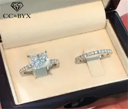 Sets Rings For Women Princess Couple Ring Cubic Zirconia Bridal Wedding Jewelry Romantic Engagement Anel Drop 230712731298