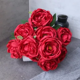 Fiori decorativi Simulazione di peonia di seta artificiale Roses Fino Flower Wedding Pografia bouquet casa soggiorno tavolino core peonys