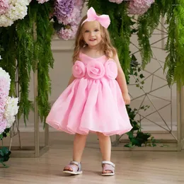 Mädchenkleider Kleinkind Active Princess Mode Floral Camisole Baby Girls 1. Geburtstagsfeier Kleid geborener Sommer -Sommer -Faltenkleidung