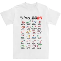 Camisetas masculinas 2024 Fórmula engraçada 1 Circuitos camisa Men feminino Algodão puro F1 carros de corrida Tees de calendário Camisa de pano adulto HOLHOT SALE J240506