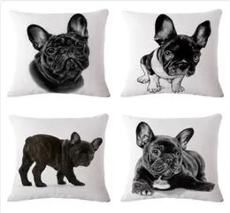 4545cm Sexemara Lovely French Bulldog Pattern Cotton Linen Cushion Cover Waist Square Pillow Cover Billowcase Home Textile4991180