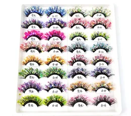 Color Luminous 3D False Eyelashes Glitter Decorative Sequins Thick and Exaggerated European American Lashes Stage Makeup8201851