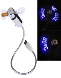 PVFLYMK MINI USB Flexible Time LED FAN付きLED TMEPERATURE COOL GADGET Flexible USB FAN GADGETS COOL USB FAN2527245