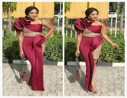 ASO EBI 2019 Abiti arabi Burgundy Abiti da sera di spaghetti Abiti da ballo sexy abiti a buon mercato abiti da concorsi da damigella d'onore a buon mercato Z4932568