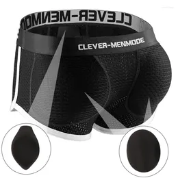 Underpants CLEVER-MENMODE Men Sexy Sponge Push Lingerie Mesh Enlargement Penis Pouch Boxer Detachable Solid Color Panties