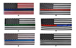アメリカ警察の薄青色線旗3x5高品質ポリエステルファーストレスポンダーレッドグリーングレーフラッグUSA POLICEFORCE BANNER3891998
