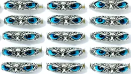 Bulk partier 30st Blue Eye Owl Vintage Rings Retro Punk Gothic Rock Women Men Cool Biker Party Gifts Jewelry7594392