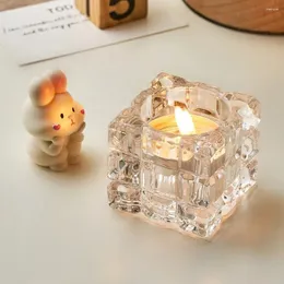 Titulares de vela de estilo moderno titular de vidro quadrado minimalismo decoração de moradia castanha para mesa de aniversário de mesa de casamento presentes de aniversário