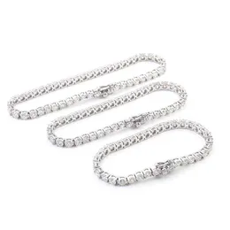 Atacado 925 Cadeia de tênis de Mossanita Prata 2/3/4/5/6mm Pulseira de Tênis de Prata para Homens Mulheres Moissanite Jóias