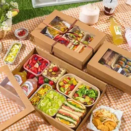 Dostępne zastawy obiadowe 1 Darmowabilne Cowhide Lunch Box Fruit Bento Sushi Netflix Opakowanie pojemnik na żywność Cupcake Outdoor Q240507