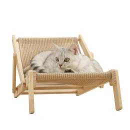 Scratchers Cat Scratcher Lounge Sandalyesi Sisal Kazan Mini Beach Sandalyesi Yükseltilmiş Yatak Çıkarılabilir Sisal Pad İç Mekan Kedileri için Ayarlanabilir