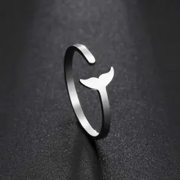 Wedding Rings Skyrim Fishtail Mermaid Tail Open Rings Women Stainless Steel Gold Color Finger Ring Jewelry 2024 Trend Gift for Lover Mother