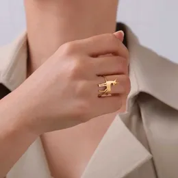 Anéis de casamento Skyrim Novo em mulheres Ringos alces cor ouro aço inoxidável