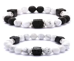 LAVA STONE CUBE BEADS 8mm Howlite Bracetman Men for Men Ankle Bead Bracelets Beaded Strands2441094