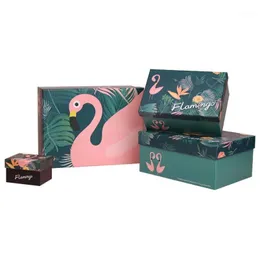 Geschenkverpackung 5pcs Flamingo Pflanzenmuster Box Babyparty Geburtstagsfeier kleiner Tasche für Kinder Favor