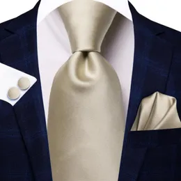 Bow Binds leichter Champagner solide Seiden Hochzeit Krawatte für Männer Handy Cufflink Krawatte Set Fashion Design Business Party Drop Hi-Tie 301p