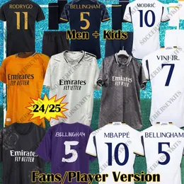 24 25 Camiseta Rea Rea Madrids Soccer Jersey Maillot Real Madryt 2024 Piłka nożna koszulka Bellingham Modric Vini Jr Benzema Champions Men Kits Koszulki piłkarskie