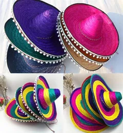 Mexikansk fest hatt män kvinnor breda brim halm barn vuxna utomhus dekorativa färgglada kanter hattar kreativa mode sombrero 2208086500768