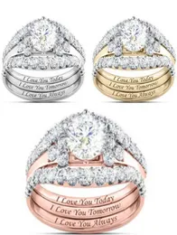 Yunjin New Diamond ThreePiece Ring Set Populära Lady Engagement Hand Jewelry1802478
